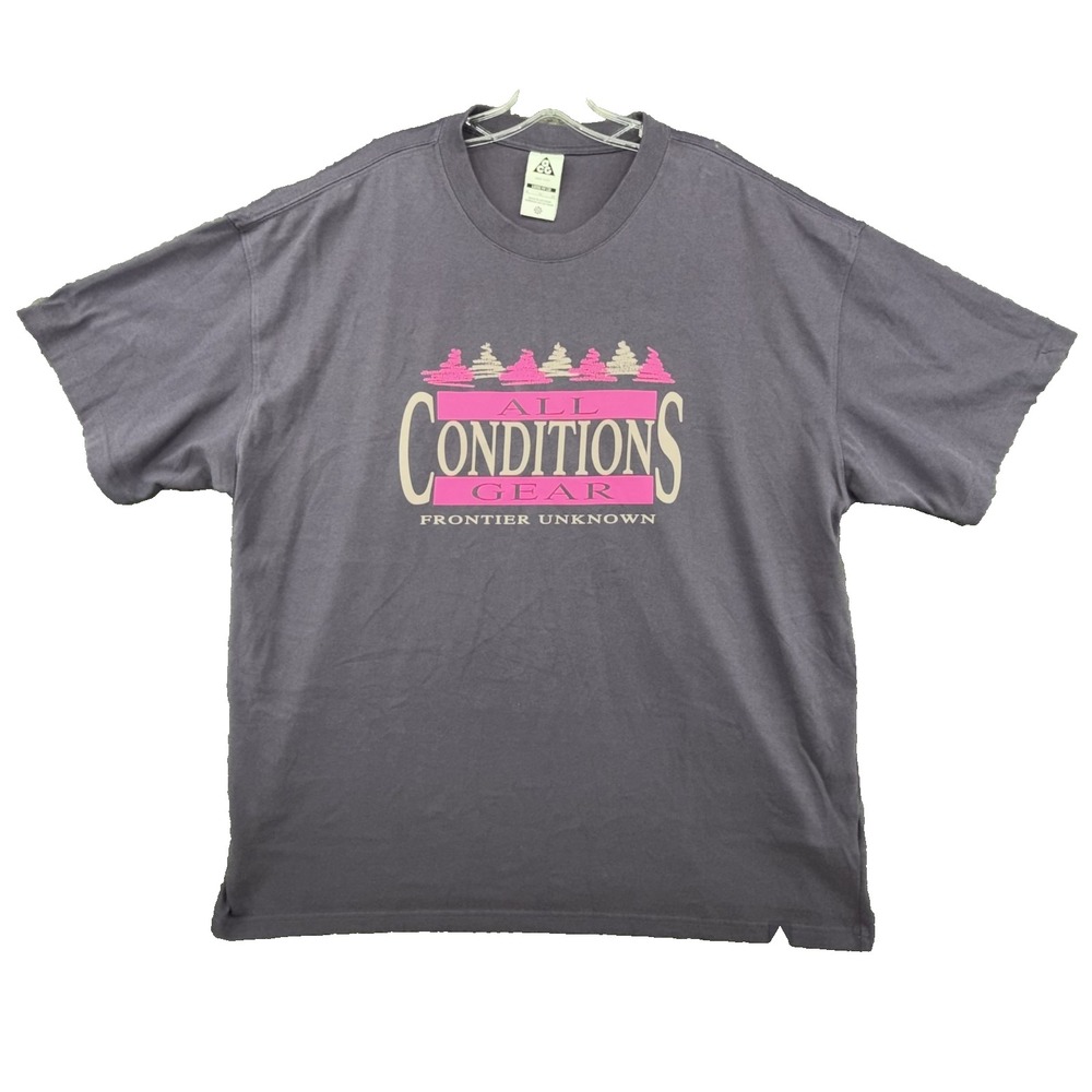 Nike ACG All Conditions Gear T-Shirt Mens 2XL Gray Purple Graphic Loose Fit Tee